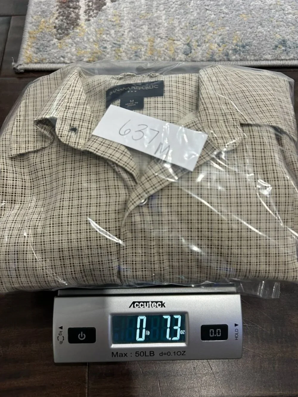 Banana Republic Medium Mens Beige Brown Plaid Button Up Shirt Vintage Academia